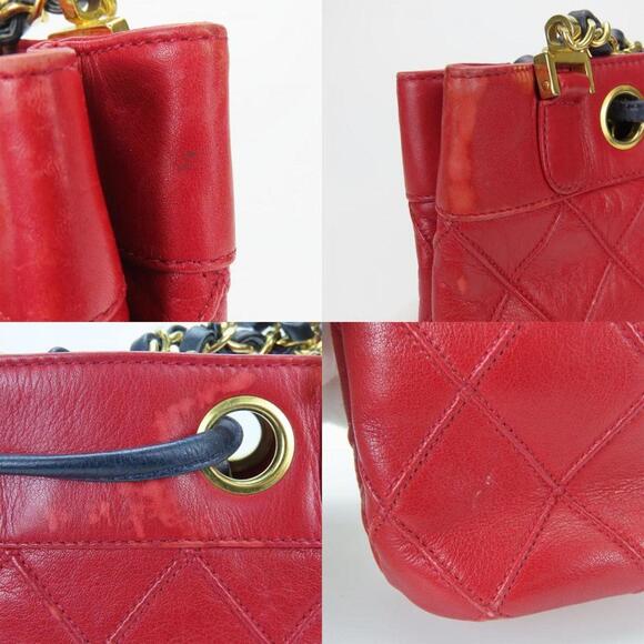 CHANEL Red Lambskin Leather Shoulder Bag - Picture 4 of 11